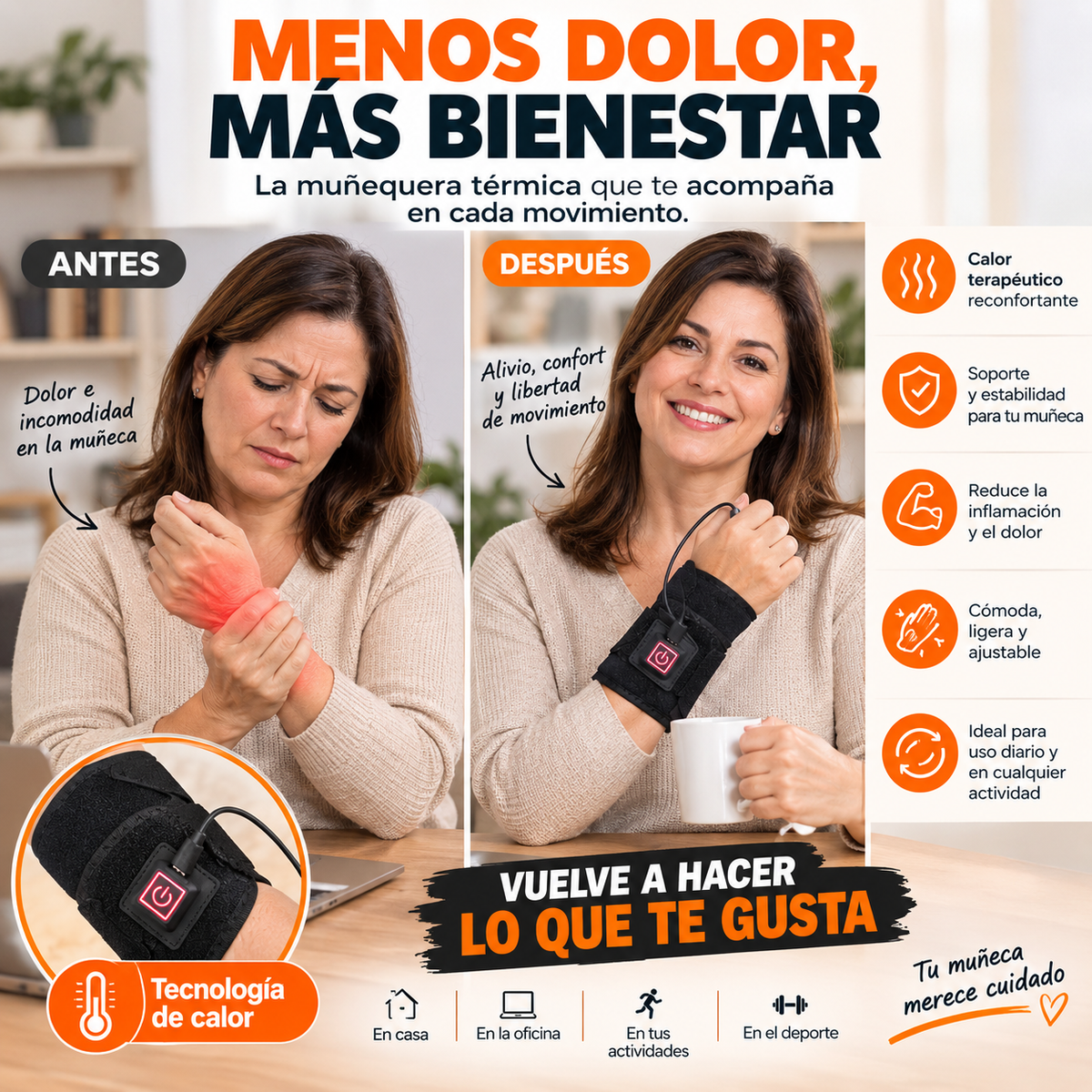 ThermoWrist - Muñequera Térmica de Alivio y Soporte